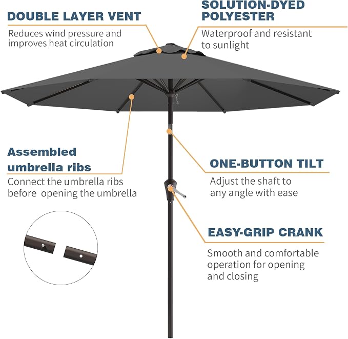 10FT Patio Umbrella, Outdoor Umbrella - Image 2