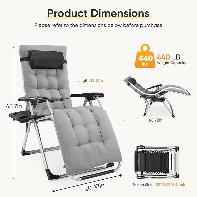 NEWBULIG Zero Gravity Chair, Folding Patio Recliner - Image 2