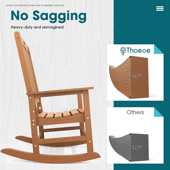 THOEOE Outdoor Rocking Chairs, Oversized Patio Rocking Chair | HDPE Outdoor - Image 6
