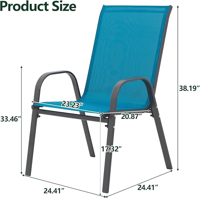 Majnesvon Outdoor Patio Chairs Set of 4, Stackable Patio Chairs, Front Porch - Image 2