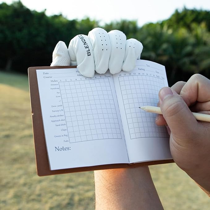 Golf Scorecard Book Leather Golf Yardage Book with Pencil Golf Score Book Golf Gift for Men&Women Sports and Outdoor Golf Club Accessories,dark brown