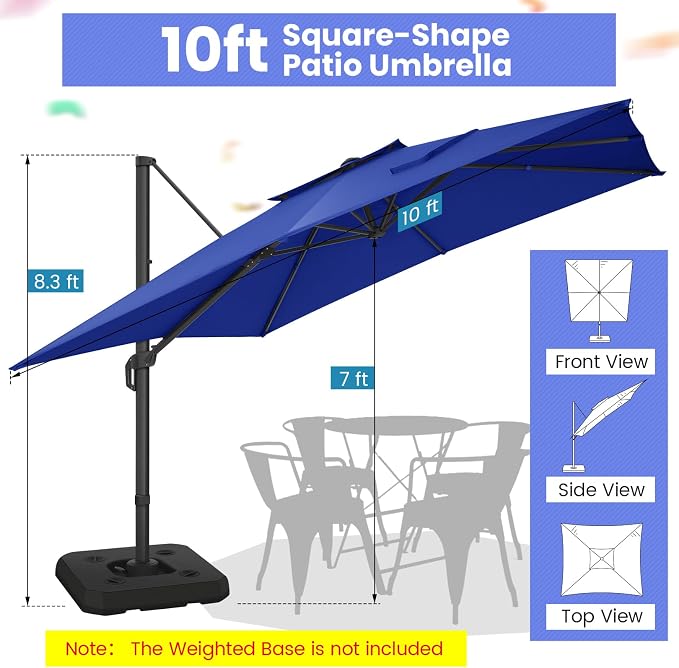 Hoteel Outdoor Patio Umbrella - 10ft Cantilever Umbrella - Image 3