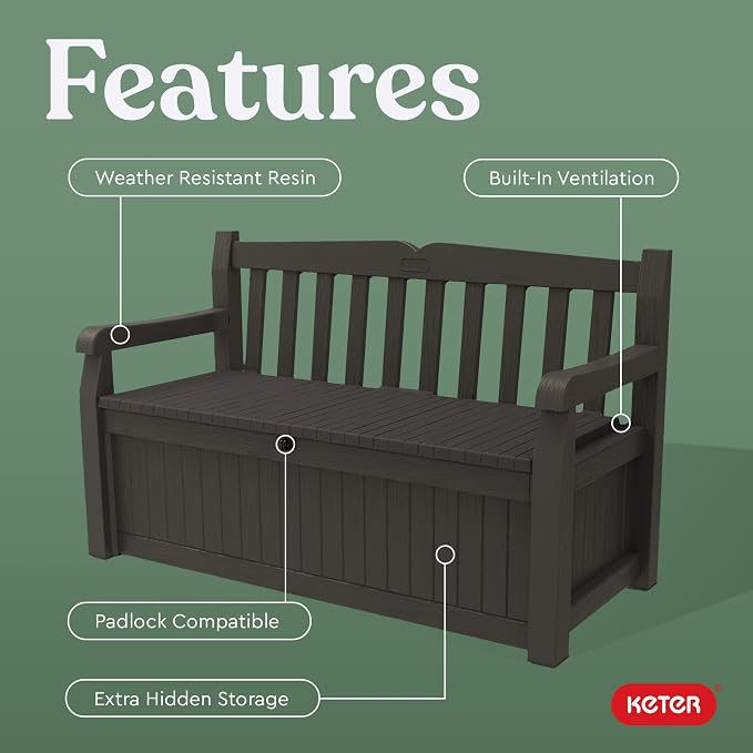 Keter Solana 70 Gal Outdoor Storage Bench - Image 6