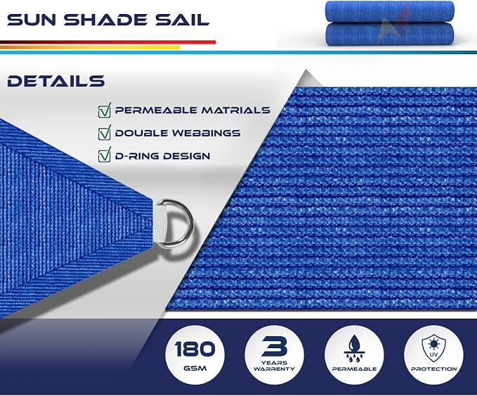 Windscreen4less 11' x 11' x 11' Sun Shade Sail Triangle Outdoor Canopy Cover UV - Image 3