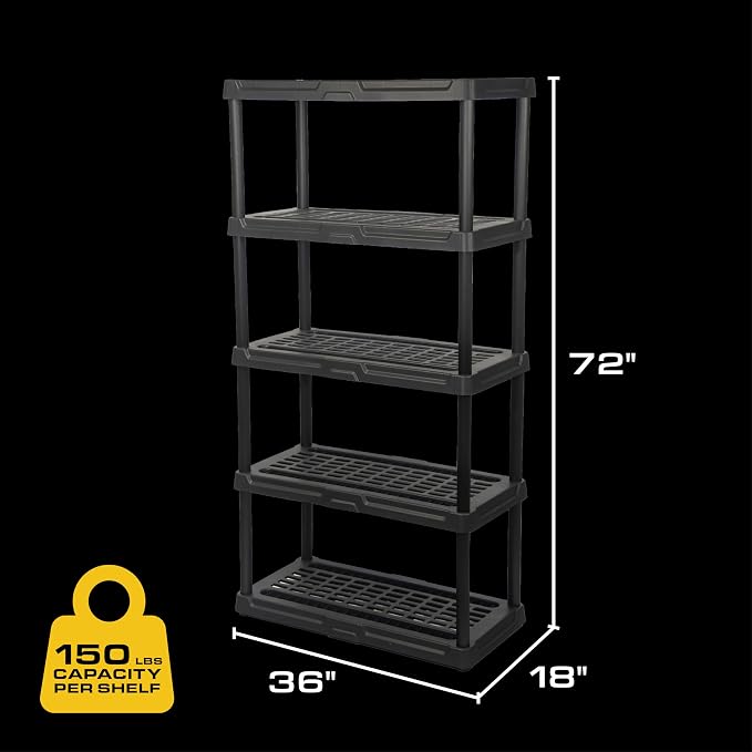 CENTREX 5-Tier Heavy Duty Plastic Storage Shelves - Image 3