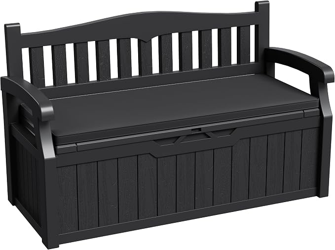 Greesum 80 Gallon Outdoor Storage Bench Deck Box, Waterproof UV Resistant by BuynowfromGreesum