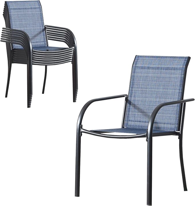 Stackable Patio Chairs Set of 8, Outdoor Dining Chairs - Image 7