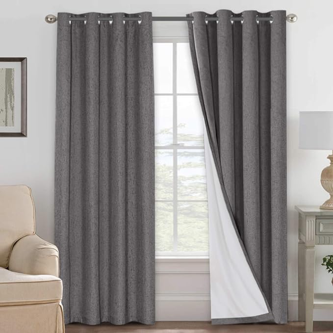 H.VERSAILTEX Linen Blackout Curtains 108 Inches Long 100% Absolutely Blackout by HVERSAILTEX