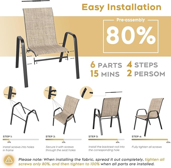 Patio Dining Chairs Set of 4 Outdoor Stackable Dining Chairs - Image 5