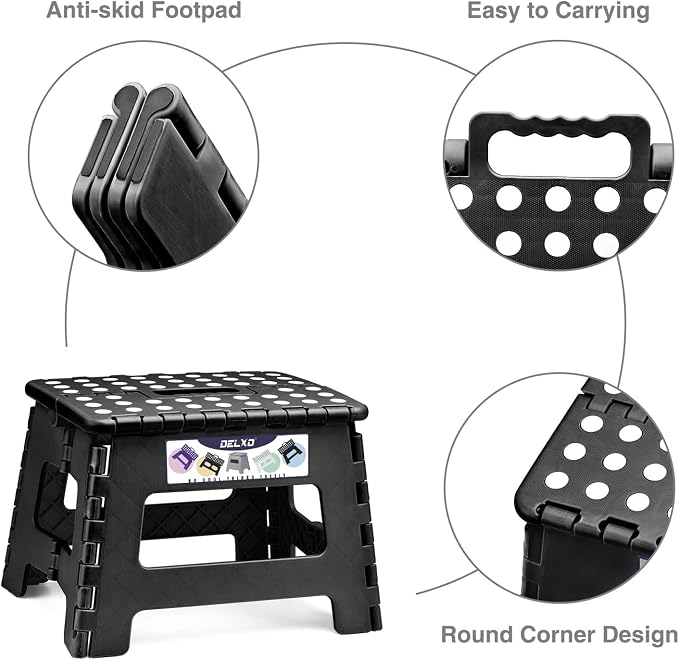 Delxo 9 Inch Kids Step Stool, 300 Lbs Folding Step Stool - Image 3