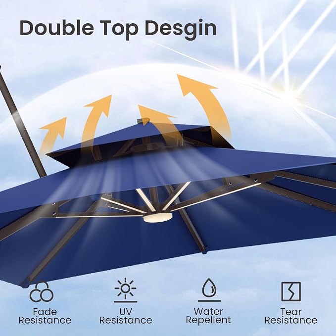 9x12 FT Outdoor Cantilever Patio Umbrella - Image 4