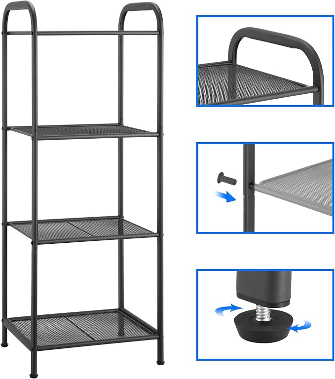 MAX Houser 4 Tier Standing Shelf Units Storage Rack, Charcoal Gray | Industrial - Image 4