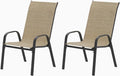 Patio Chairs Set of 2, Outdoor Stackable Dining Chairs by VaJouer
