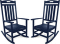 Outdoor Rocking Chair Set of 2, All-Weather Resistant Poly Lumber Rocker Chair by Adiromoti