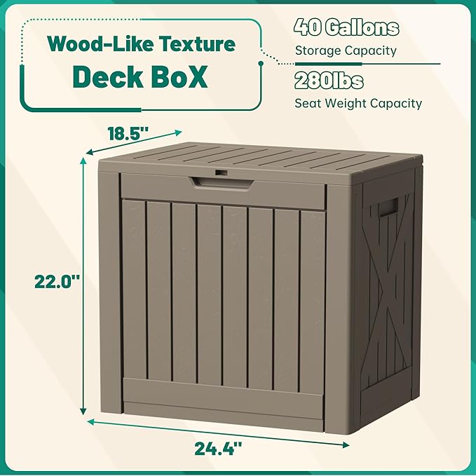 Devoko 40 Gallon Deck Box Lockable Outdoor Storage Box Waterproof - Image 7