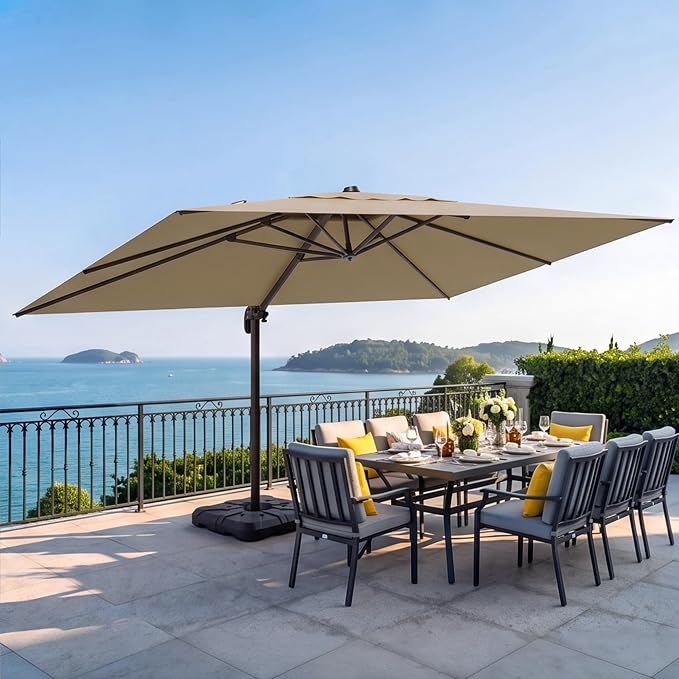 9x12 FT Patio Cantilever Umbrella, Rectangular Heavy Duty Offset Umbrella - Image 7