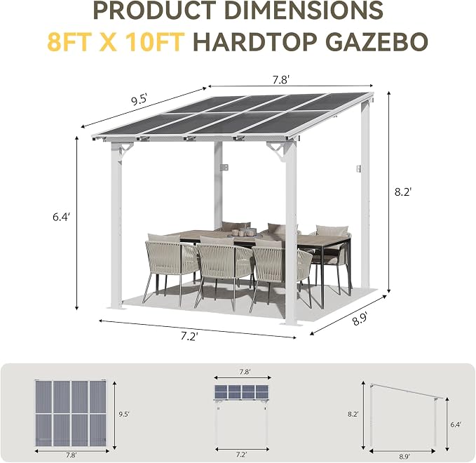 Aoxun 8’x10’ Gazebo for Patio, Gazebo Pergola - Image 2