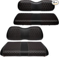 Golf Cart Seat Covers Front and Rear for Club Car Precedent 2004+ Standard Seat Cushion, EZGO Vinyl Leather Seat Cover Set Replacement Accessories, No Staples, Black(4 PCS)