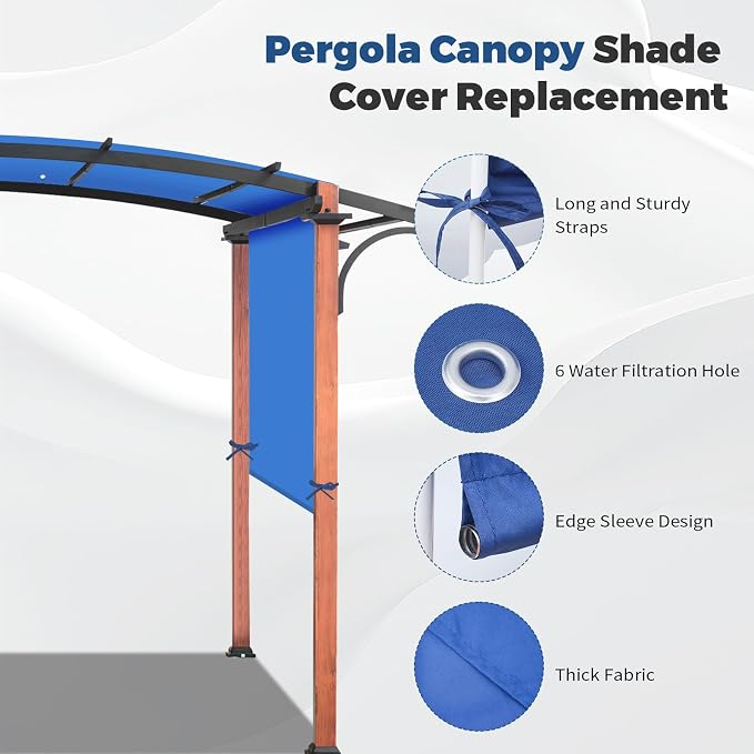 17' x 6.8' Waterproof Pergola Canopy Replacement Cover, Royal Blue | Waterproof - Image 6