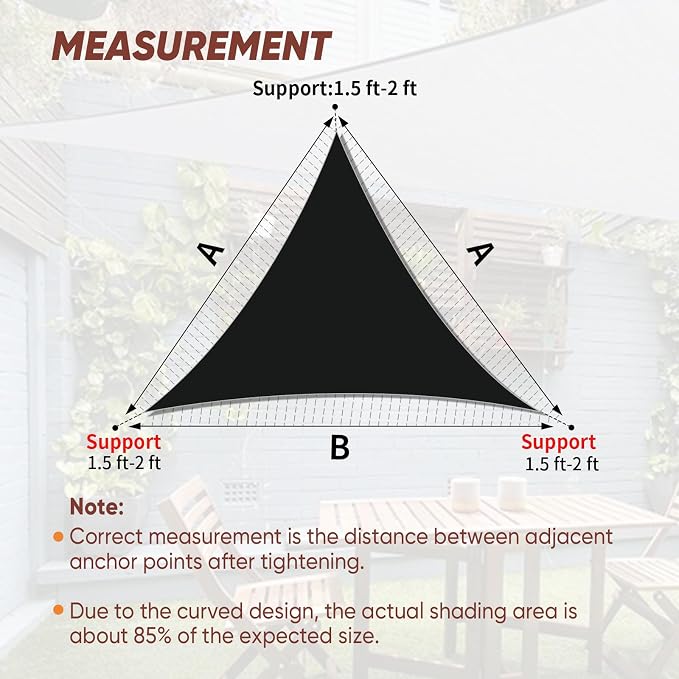 Shade&Beyond Custom Sun Shade Sail 9'x10'x13.5' Triangle Black Sun Sail Shades - Image 6