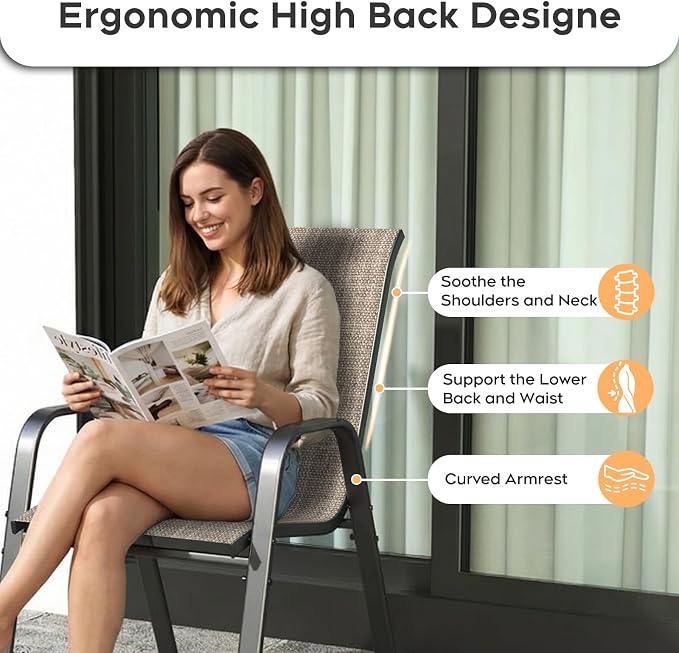 Patio Dining Chairs Set of 8 Outdoor Stackable Dining Chairs - Image 8