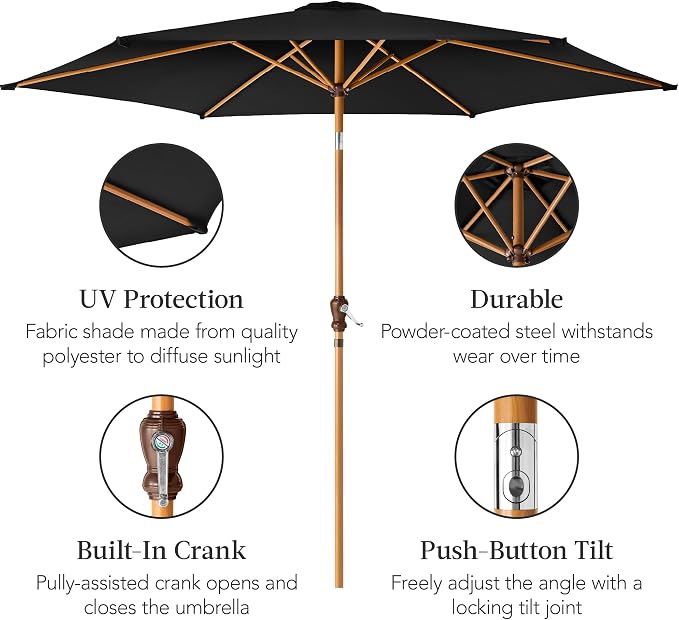 Best Choice Products 10ft Market Umbrella, Outdoor Sun Shade - Image 6