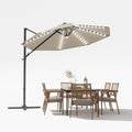 Devoko 10ft Solar LED Patio Umbrella, Round Cantilever Outdoor Umbrella by DEVOKO