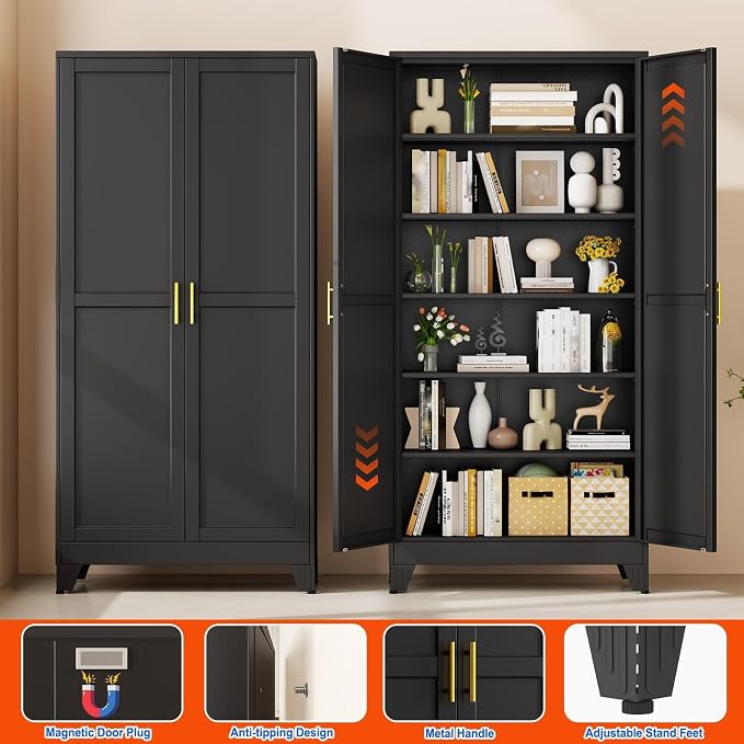 GAIOUS 75'' Tall Metal Garage Storage Cabinet, File Cabinet - Image 7