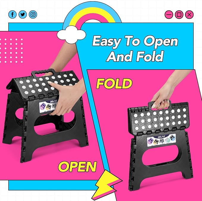Delxo Folding Step Stool 11 Inch, 300 Lbs Step Stool - Image 7