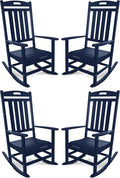 Outdoor Rocking Chair Set of 4, All-Weather Resistant Poly Lumber Rocker Chair by Adiromoti