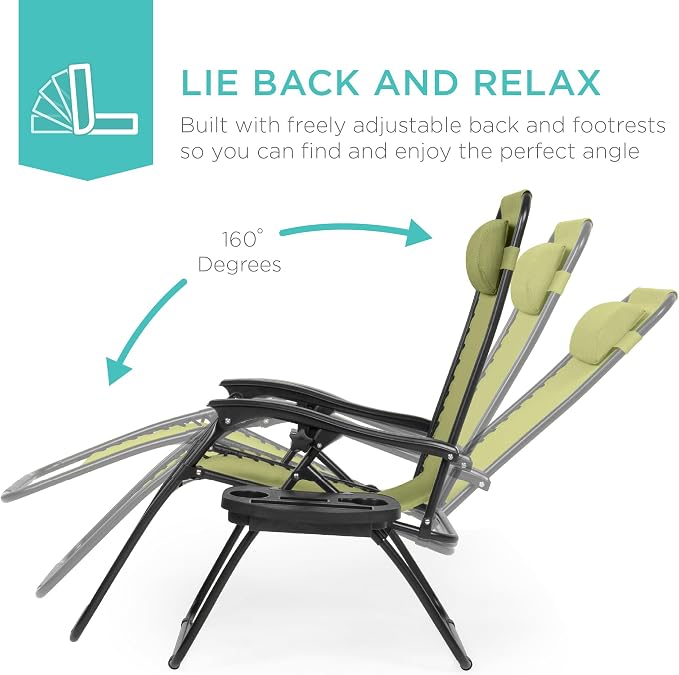 Best Choice Products Set of 2 Adjustable Steel Mesh Zero Gravity Lounge Chair - Image 4