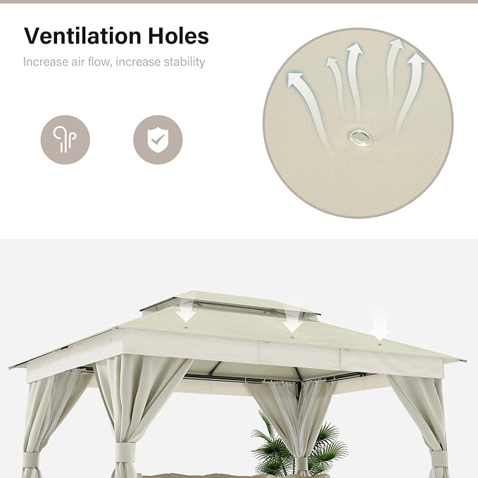 10'x12' Outdoor Gazebo, Heavy Duty Metal Frame Patio Canopy - Image 6