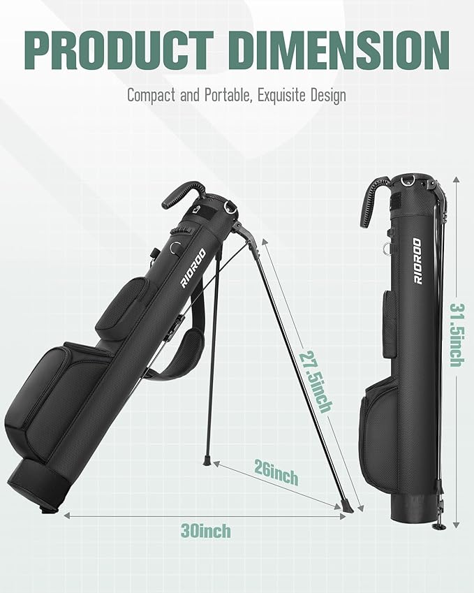 Golf Stand Bag, Lightweight Par 3 Golf Bag Holds Up to 7 Clubs with Two Way Dividers Cooler Pocket Shoulder Strap and Multiple Storage Pockets for Men and Women