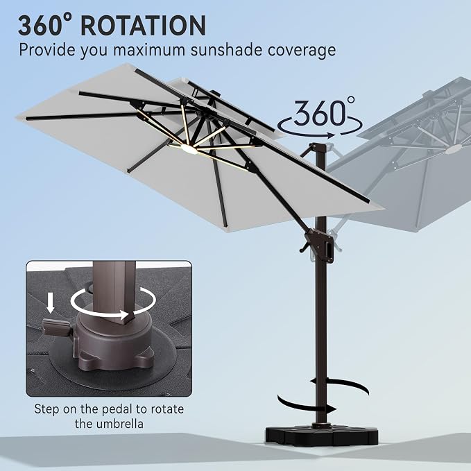 9' X 12' Cantilever Patio Outdoor Umbrella - Image 5