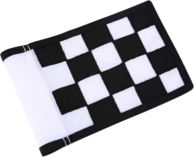 Golf Flag, Green Putting Green Flag,Solid Nylon and Checkered Training Flags for Indoor Outdoor Backyard Garden, Portable Golf Target Flags,8.7 * 6 inch (White-Black)