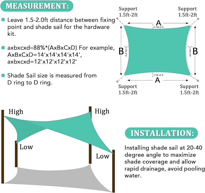 Shade&Beyond 5'x7' Sun Shade Sail Canopy Rectangle, UV Block Breathable Curved - Image 6