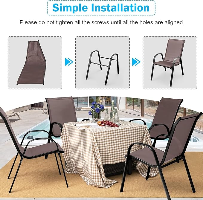 MEDIMALL Patio Chairs, Stackable Patio Chairs Set of 4, Outdoor Dining Chairs - Image 7