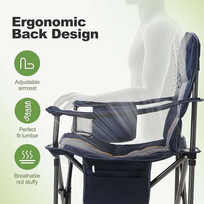 LET'S CAMP Folding Camping Chair Oversized Heavy Duty Padded Outdoor Chair | - Image 8