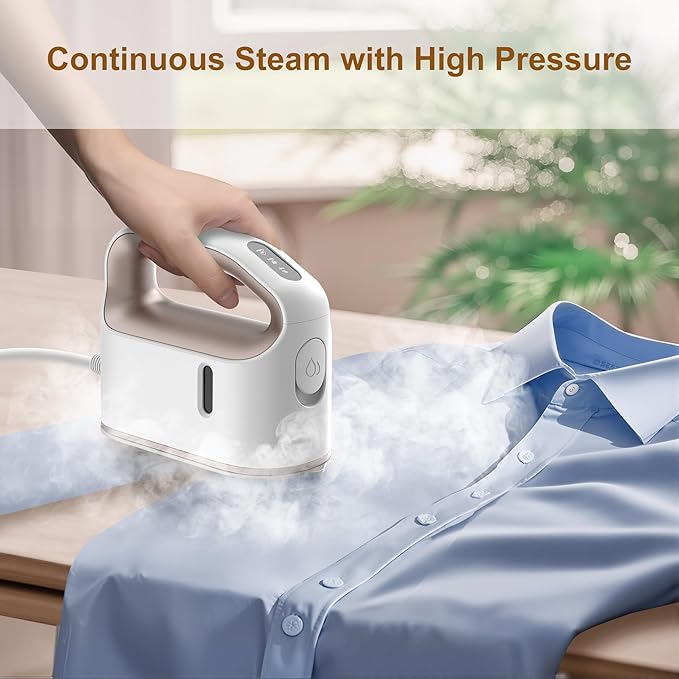 Newbealer Smart Steam Iron for Clothes - 1200W Professional-Grade Turbocharged 3 Steam & 3 Dry Heat Modes, 45s Heat-Up, 6oz Tank, Auto-Off, Nonstick Ceramic Soleplate for Home, RV & Hotel (Gold)