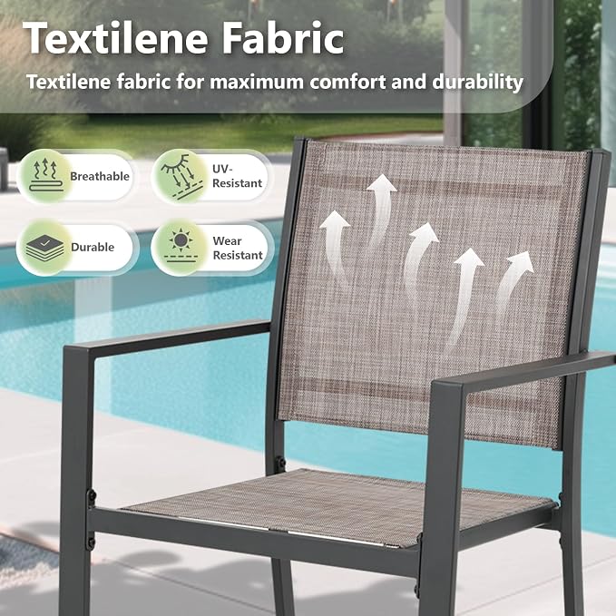 Patio Dining Chairs, All-Weather High-Resilience Textilene Outdoor Dining Chair - Image 5