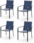 Anmutig Stackable Outdoor Dining Chairs Set of 4, Textilene Fabric, Breathable by Anmutig
