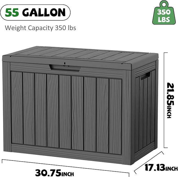 DRATO 55 Gallon Outdoor Storage Box Waterproof, Lockable Resin Deck Boxes | - Image 2