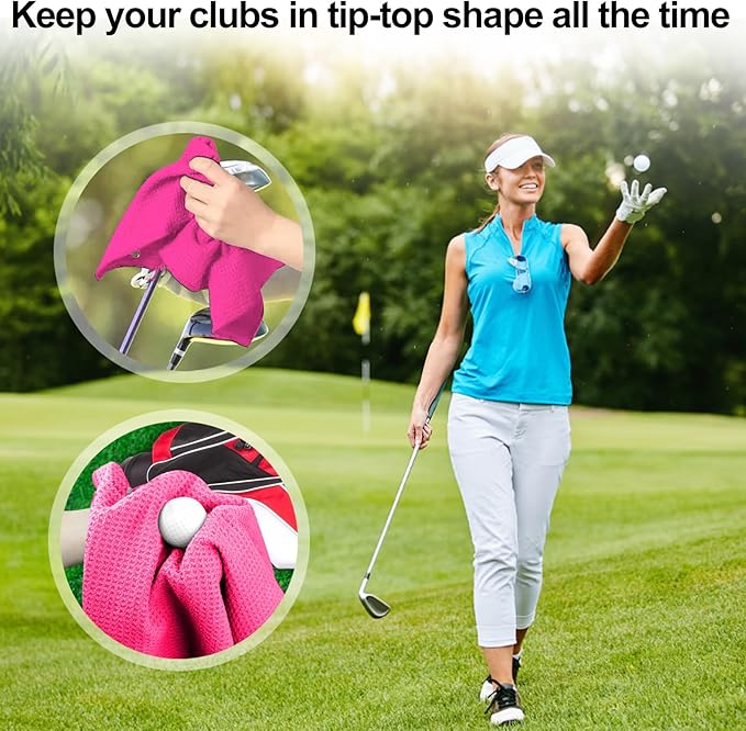 3 Pack 16" X 16" Golf Towels for Golf Bags, Premium Waffle-Pattern Golf Towel with Carabiner Clip, Super Absorbent Microfiber Towel, Golf Accessories for Women. 3 Pcs RolandPurple