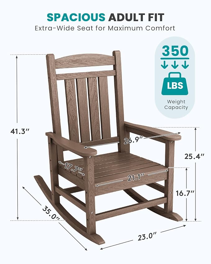 SERWALL Outdoor Rocking Chair Set of 2, Patio Rocking Chair, Porch Rocker - Image 3