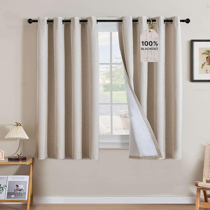 H.VERSAILTEX Linen Curtains 100% Blackout Curtains by HVERSAILTEX
