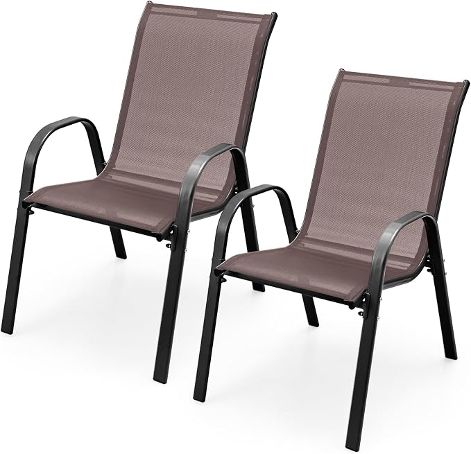 COSTWAY Patio Stackable Dining Chairs Set of 2 by COSTWAY