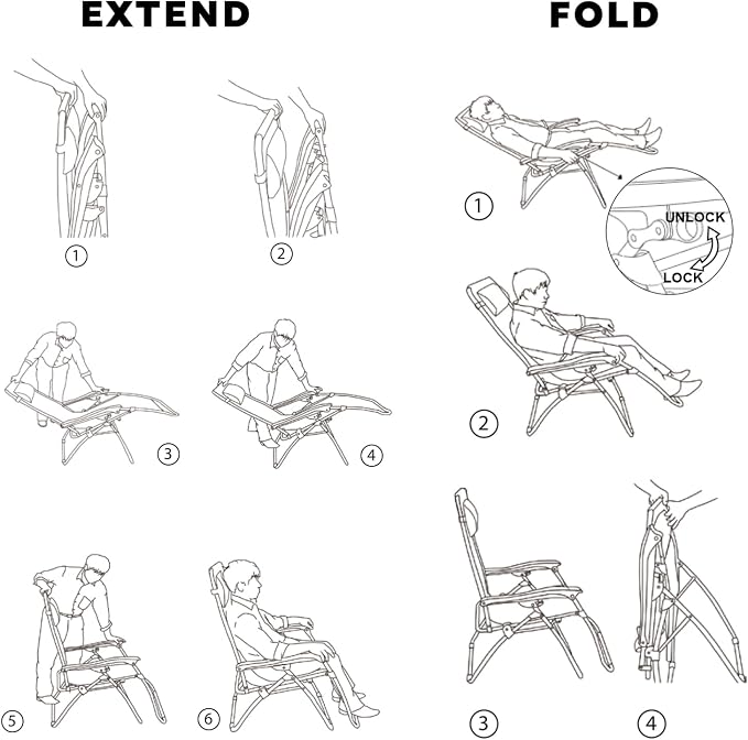 Colegence Oversized Padded Zero Gravity Chairs, 0-170° lock, removable side - Image 6