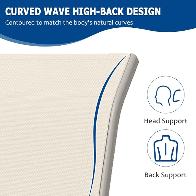 Outdoor Patio Chairs Set of 6, Ivory Beige Stackable Outdoor Chairs, - Image 4