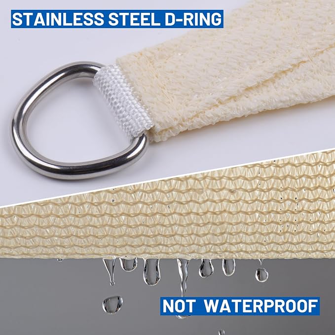 Sun Shade Sail 13'x13' Butter Cream Rectangle Custom Size | 95% UV Block - Image 6