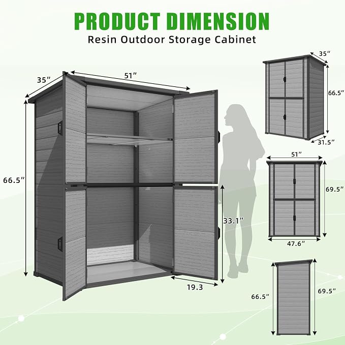 U-MAX 58 Cu.Ft Resin Outdoor Storage Cabinet, Tall Vertical - Image 7